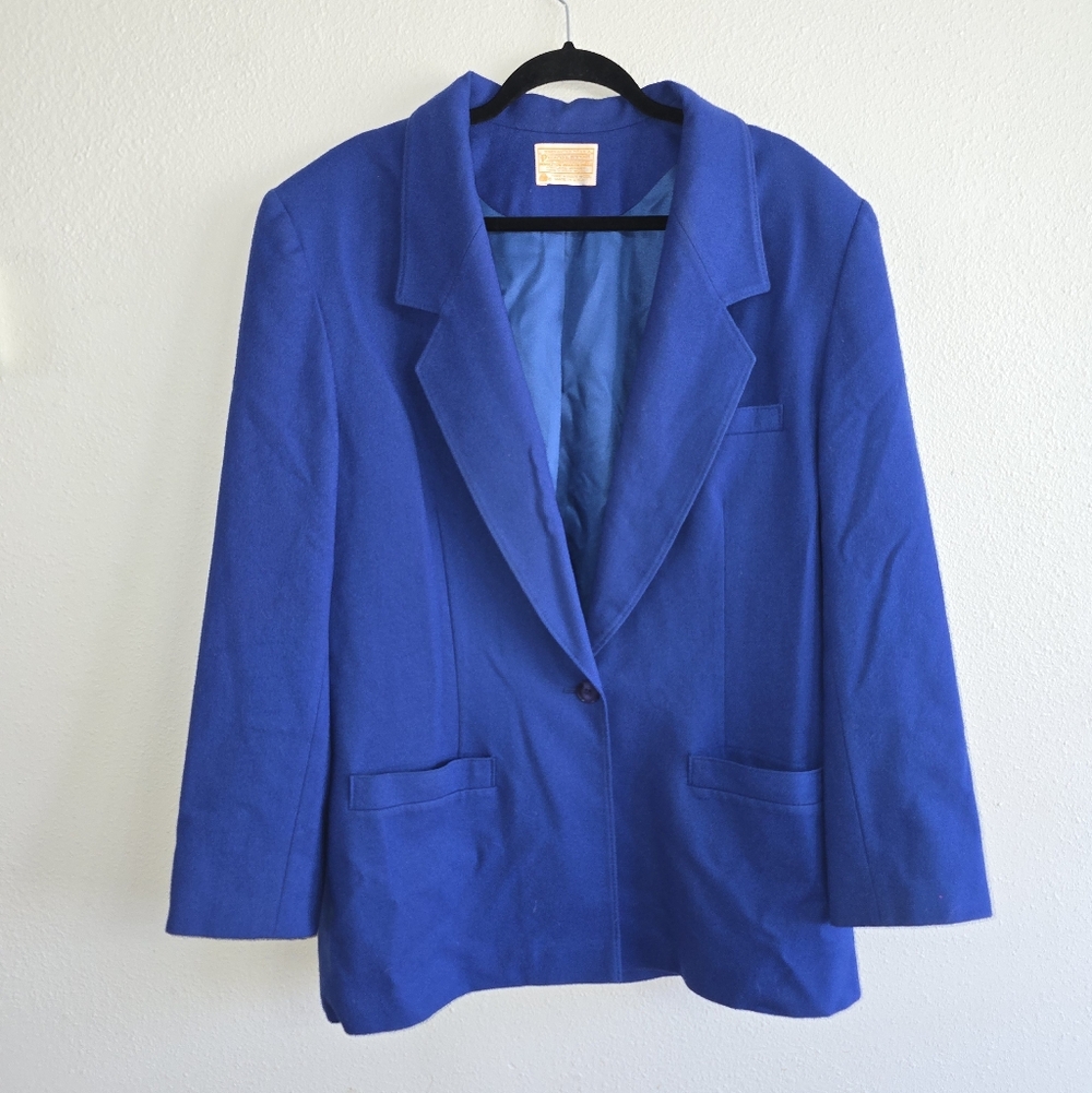 Pendleton Vintage Royal Blue Single-Button Blazer… - image 1